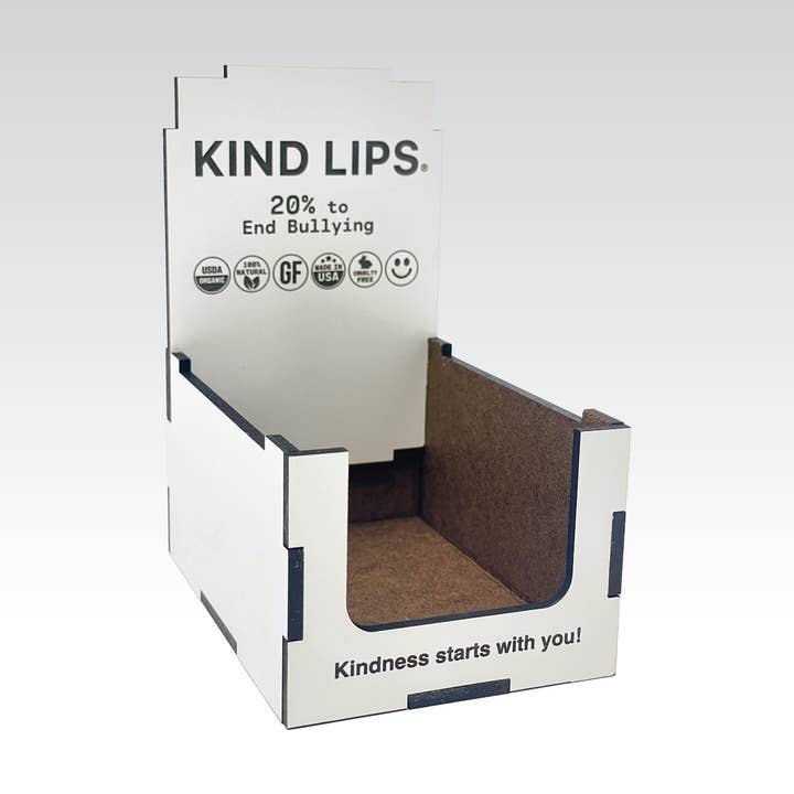 Kind Lips - Wholesale Lip Balm - Organic Lip Balm Wood Display Box Holds 18 Tubes