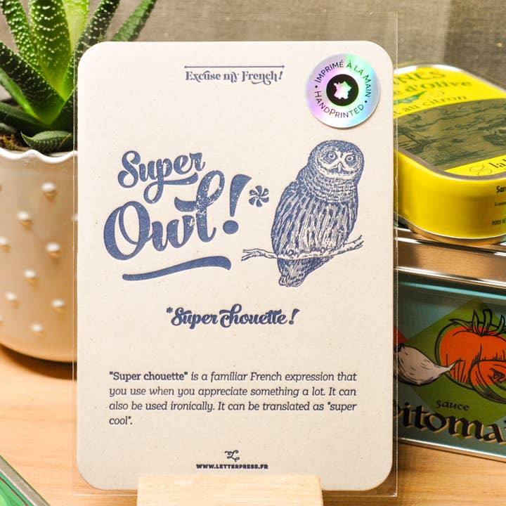 Letterpress Card Owl for wholesale by L'Atelier Letterpress
