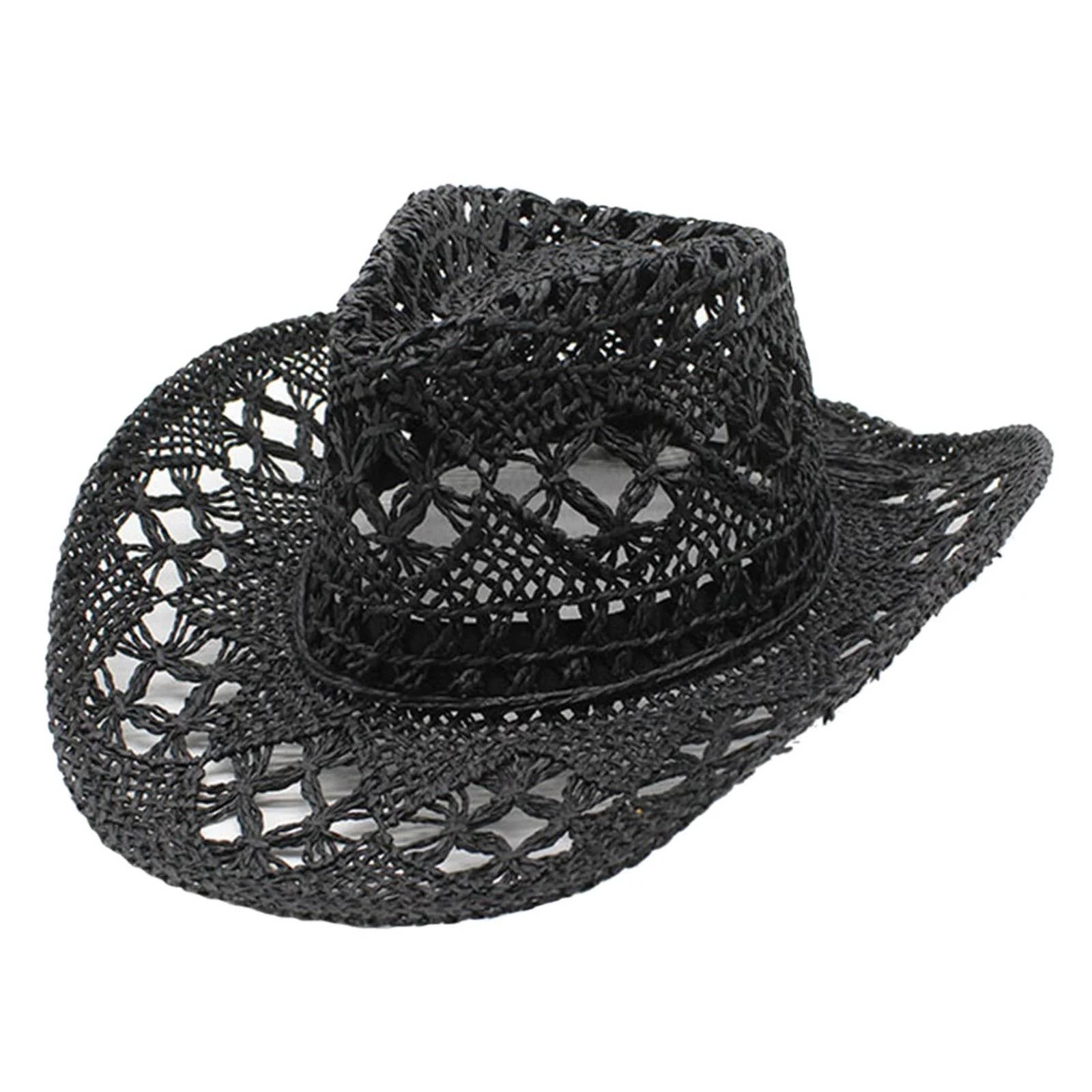 Syrrios Gifts LLC - Wholesale Straw Hat - Women's - Western Cowboy Cowgirl Straw Hat Sun Summer Beach Party11