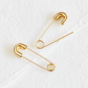 Gold safety 2025 pin earrings