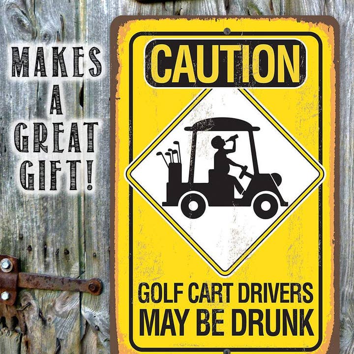Lone Star Art Metal Signs - Wholesale Sign - Caution Golf Cart Drivers - Metal Sign4