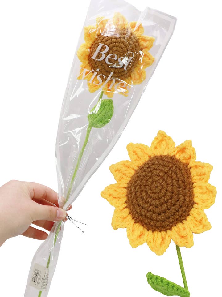 Sunflower Crochet Knit Single Flower Bouquet for wholesale by Cap Zone