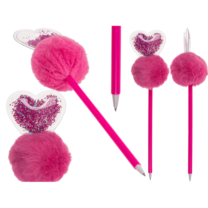 Out of the blue KG – wholesale Pen – Pen, Glitter Heart Pom Pom,0