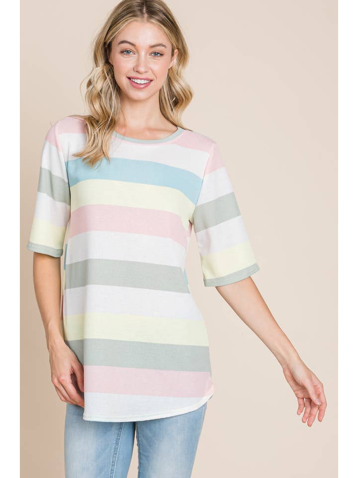 BOMBOM - Wholesale Tunic - Women's - TA1786-ST WAFFLE-KNIT TEE
