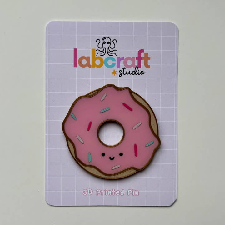 Cute Kawaii Donut - 3D Printed Pin - Cute Accessory for wholesale by Labcraft Studio