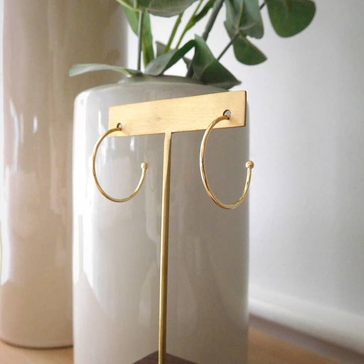 Gold hoops with ball ends stud earrings for wholesale by Enchantments by Kathy Welsh