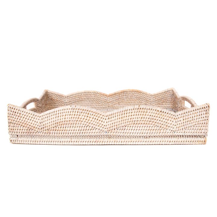 Artifacts Trading Company - Wholesale Decorative Tray - Rattan Tray – Rectangular Scallop Design5
