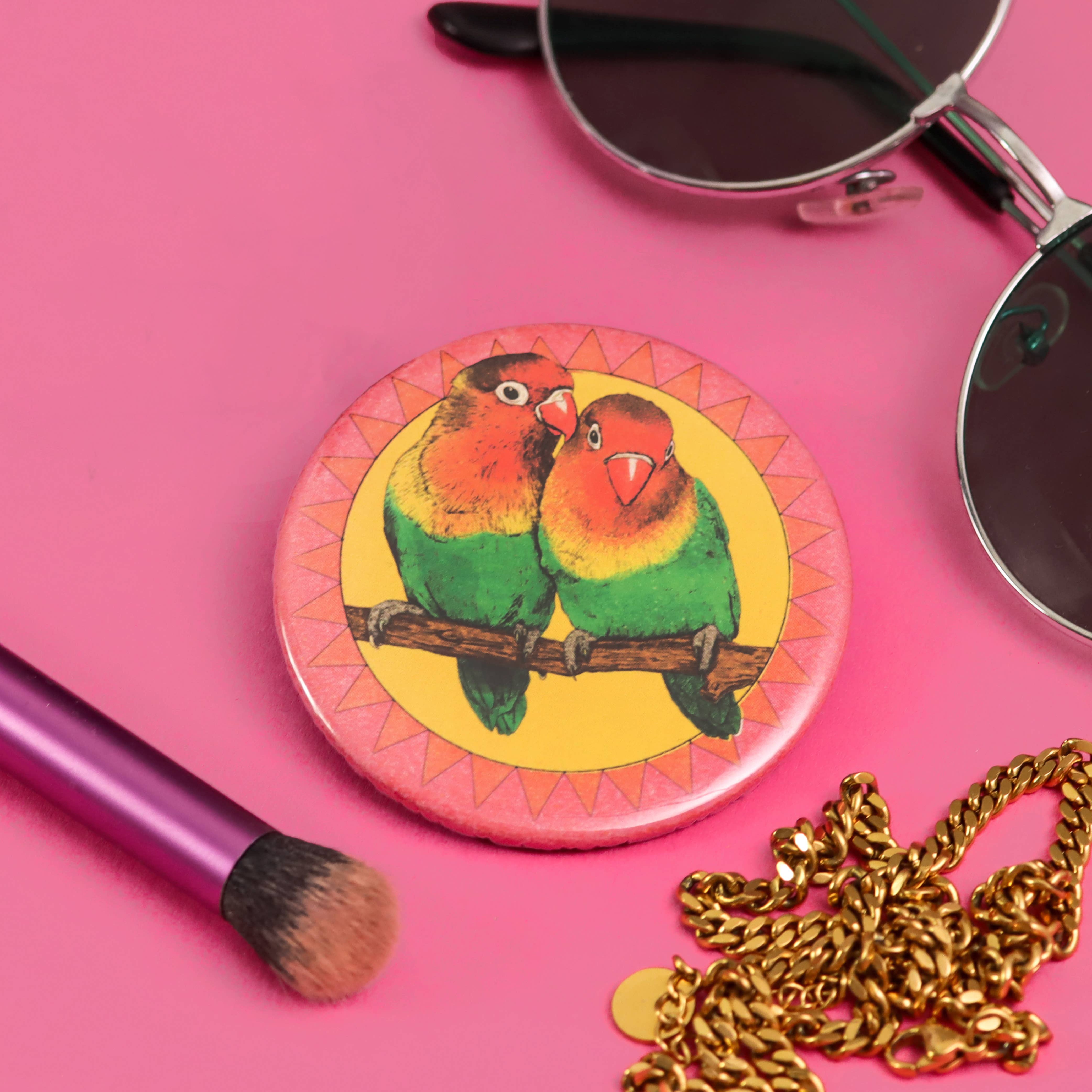 Fawn & Thistle Ltd (US Duties Paid) – wholesale Compact mirror – Lovebirds Pocket Mirror | Compact | Makeup Mirror1