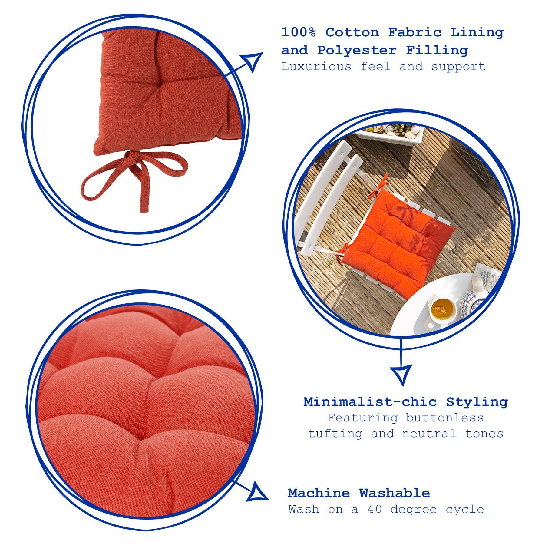 Rinkit Ltd - Wholesale Chair Cushion - Harbour Housewares Square Garden Chair Seat Cushion11
