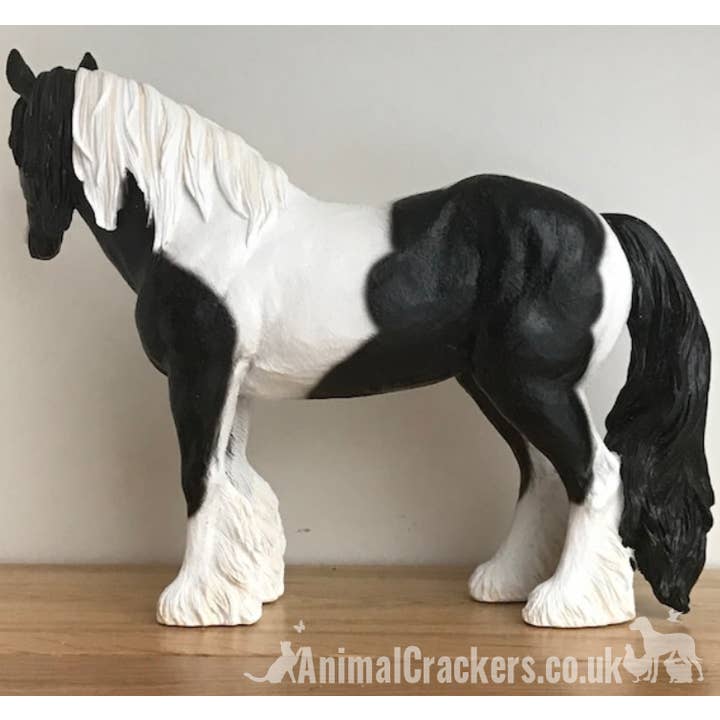 Large 26cm Piebald (Black & White) Cob ornament from Leonardo, great coloured horse or pony lover gift for wholesale by Animal Crackers