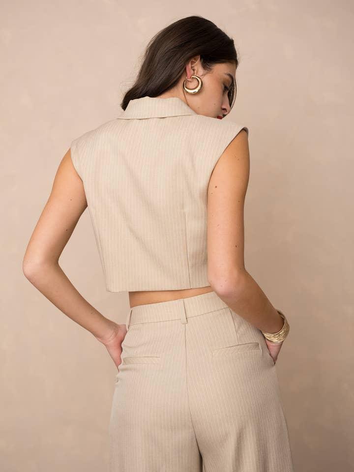 LULUMARY - Vendita all'ingrosso Blazer - Donna - Blazer senza maniche a righe V33126