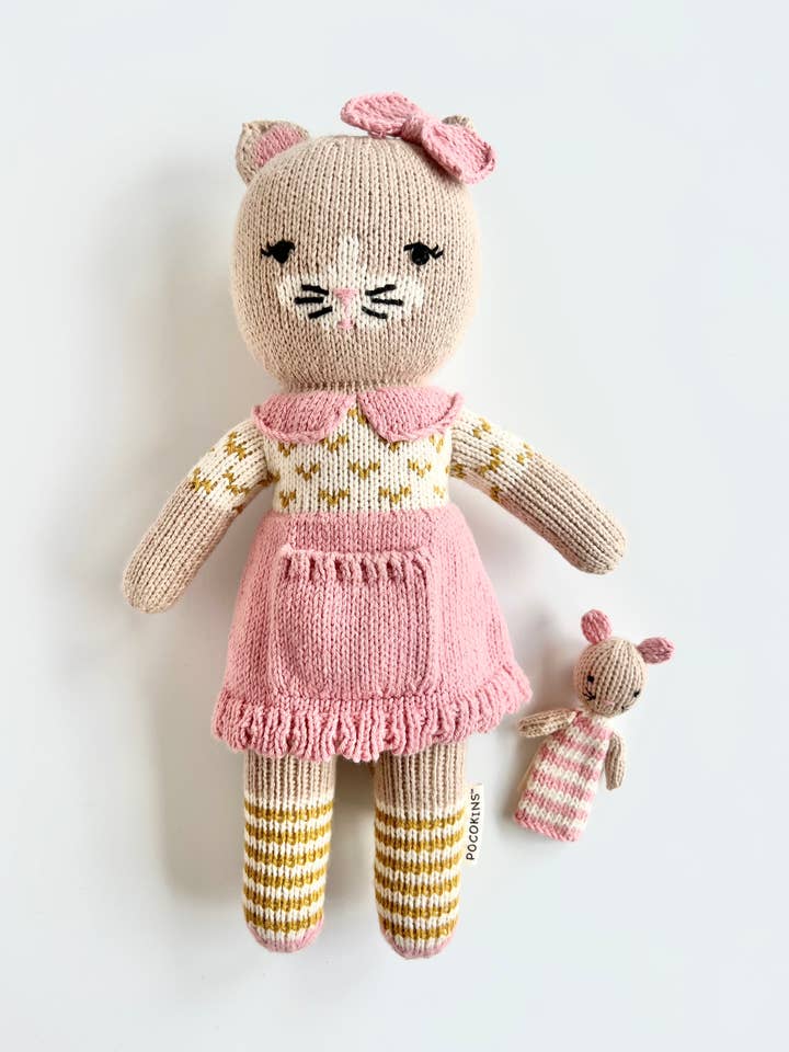 12" Cosette the Cat with Mini Finger Puppet Cora the Mouse for wholesale by PocoKins