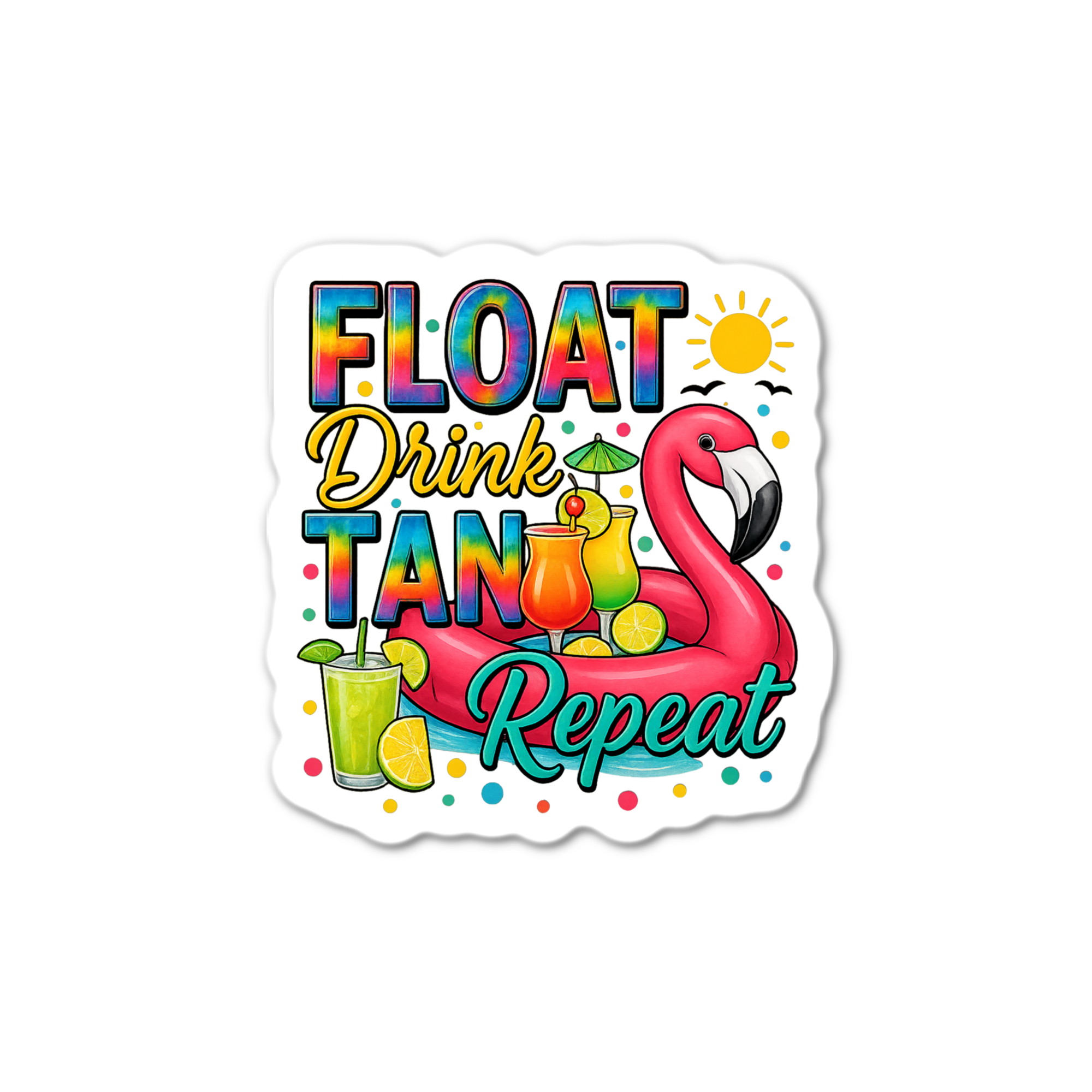 Stick-It Expressions - Wholesale Phone & Laptop Stickers - Float Drink Tan Repeat Sticker0