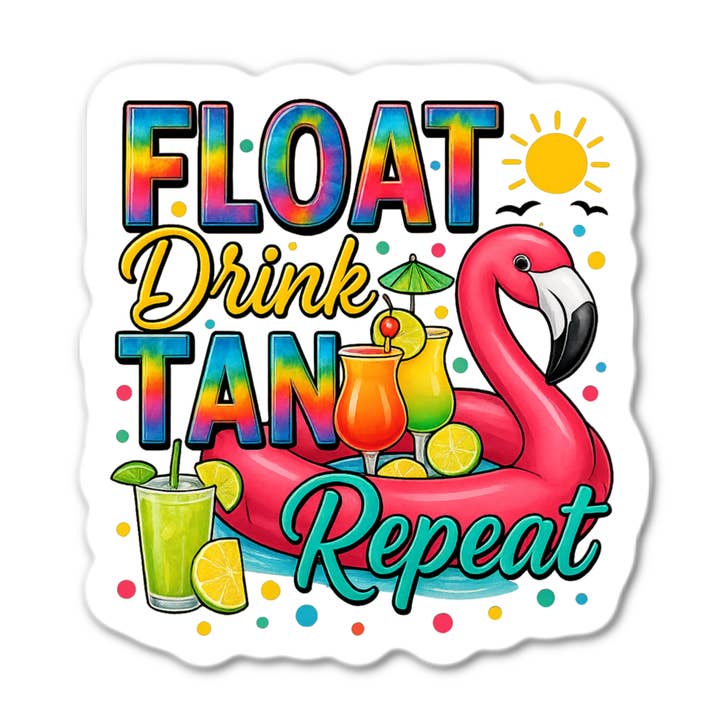 Stick-It Expressions - Wholesale Phone & Laptop Stickers - Float Drink Tan Repeat Sticker0