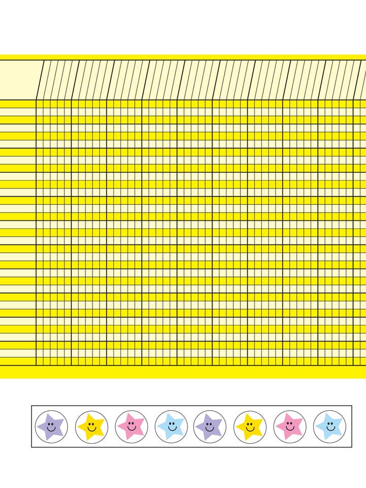 Gráfico de Incentivos e Conjunto de Autocolantes em Sala de 4 Peças - Amarelo Horizontal por atacado de Creative Shapes Etc.