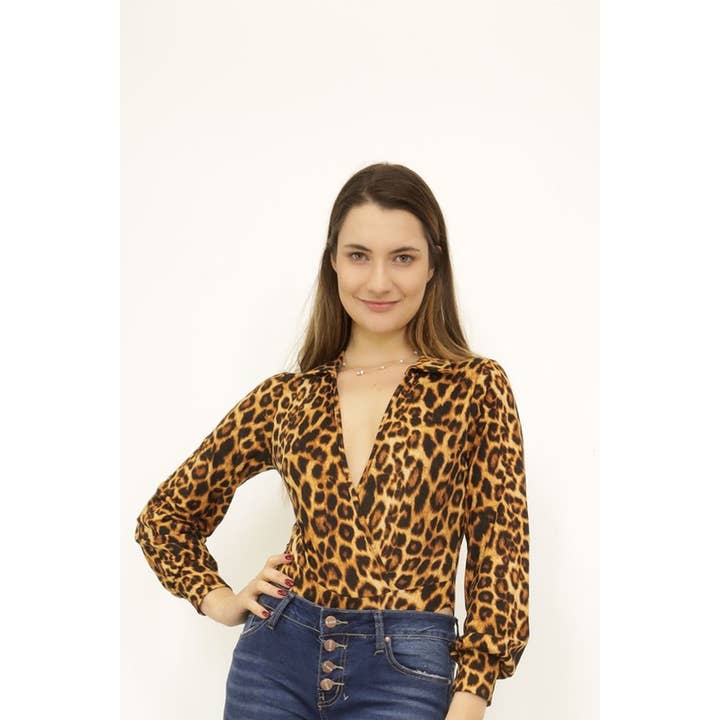 Seksie Body Suit Stretch V-hals Dierenprint voor wholesale door SEXY STAR DESIGN INC