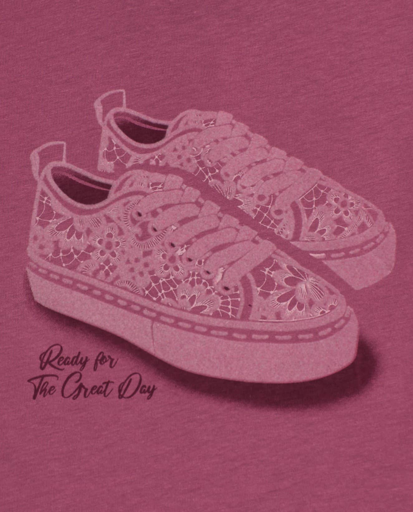 tuc tuc - Venta al por mayor Camiseta - Niños - Camiseta para niña en burdeos con estampado de zapatillas2