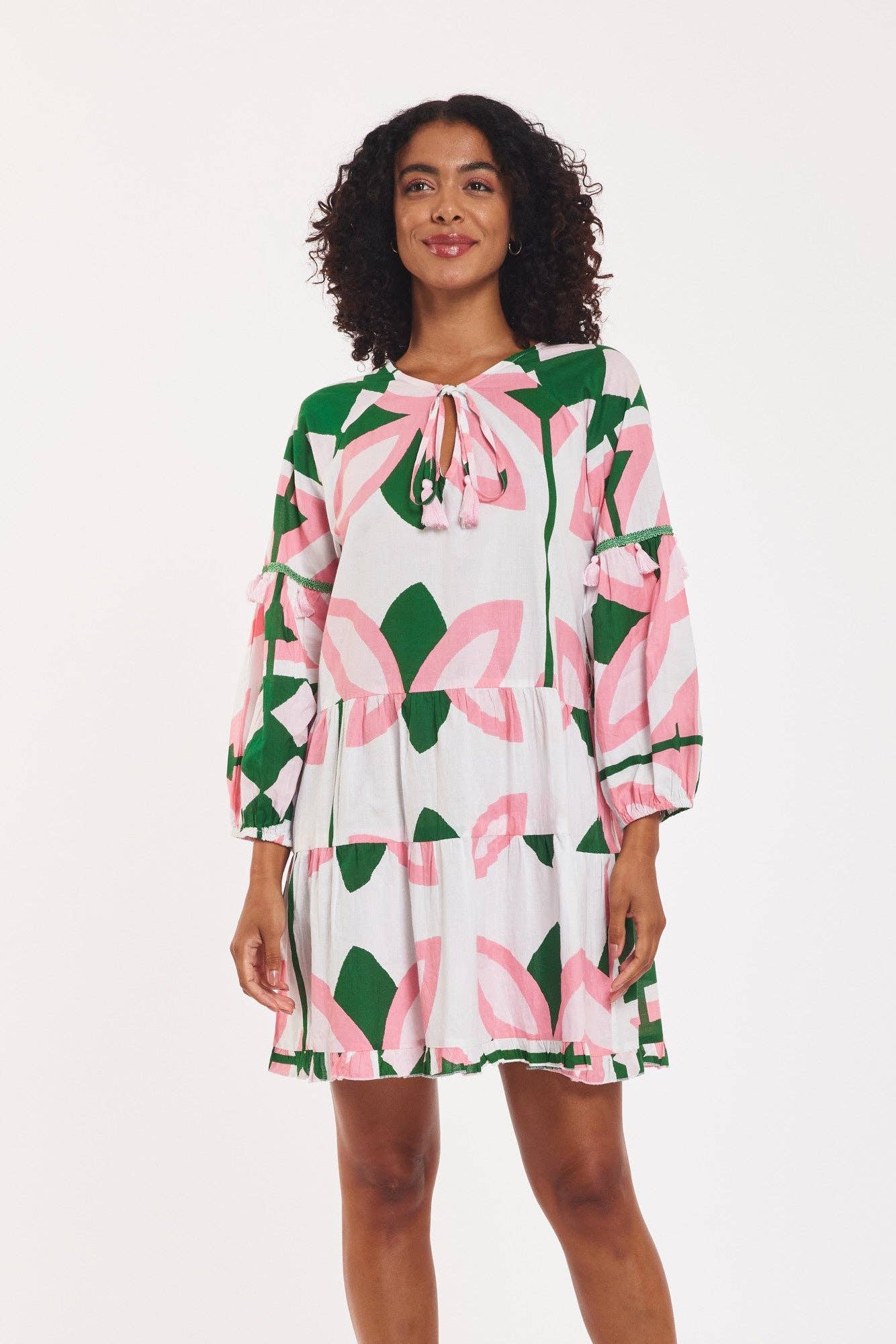 ModaPosa - Wholesale Dress - Women's - Alcee Dress Moroccan Picturesque Pink Green Lime Spring0