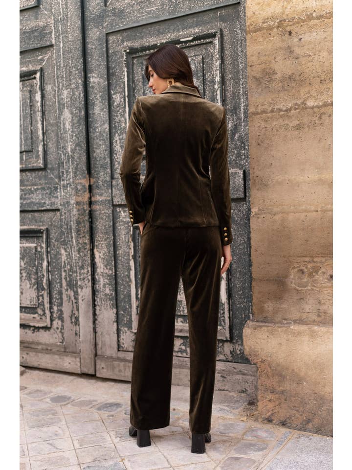 CHOKLATE PARIS - Wholesale Pants – Women's - High-waisted straight-cut velvet trousers - P222826