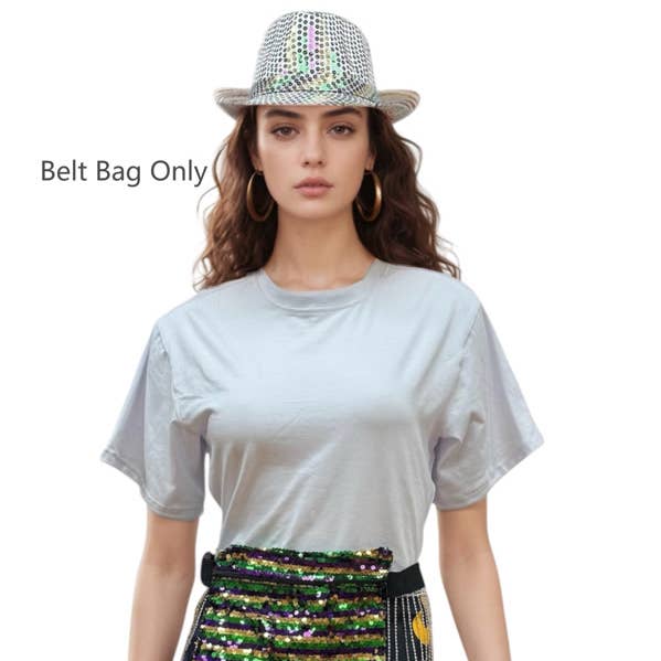 Sac banane à paillettes Mardi Gras pour la vente par KBW Global Corp.