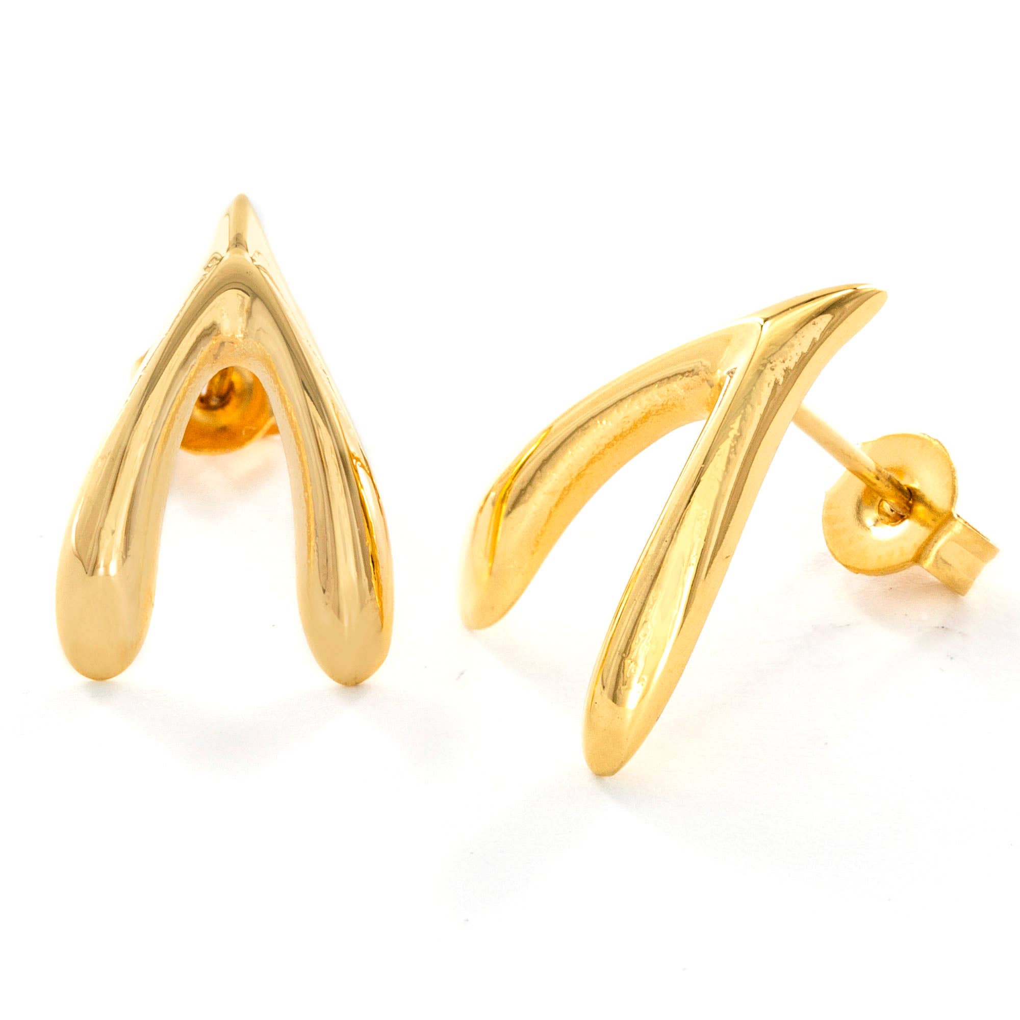 West Coast Jewelry - Wholesale Jewelry Set - Stainless Steel Wishbone Earrings and Necklace Set1