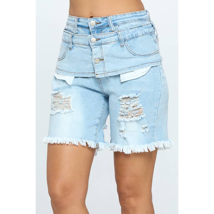Ashley Tvådelad Bermuda Stretchy Denim Kort Ljusblå DS2103 för wholesale av Blue Turtle