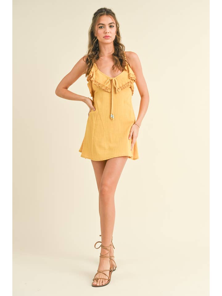 Klesis - Vente Robe – femme - ID6451 ROBE VOLANTÉE AVEC BRETELLES ET DOS CROISÉ4