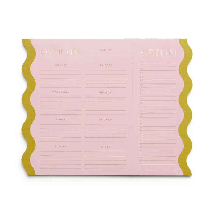 MEAL PLANNER NOTEPAD WITH MAGNETS - PINK + CHARTREUSE for wholesale by DesignWorks Ink