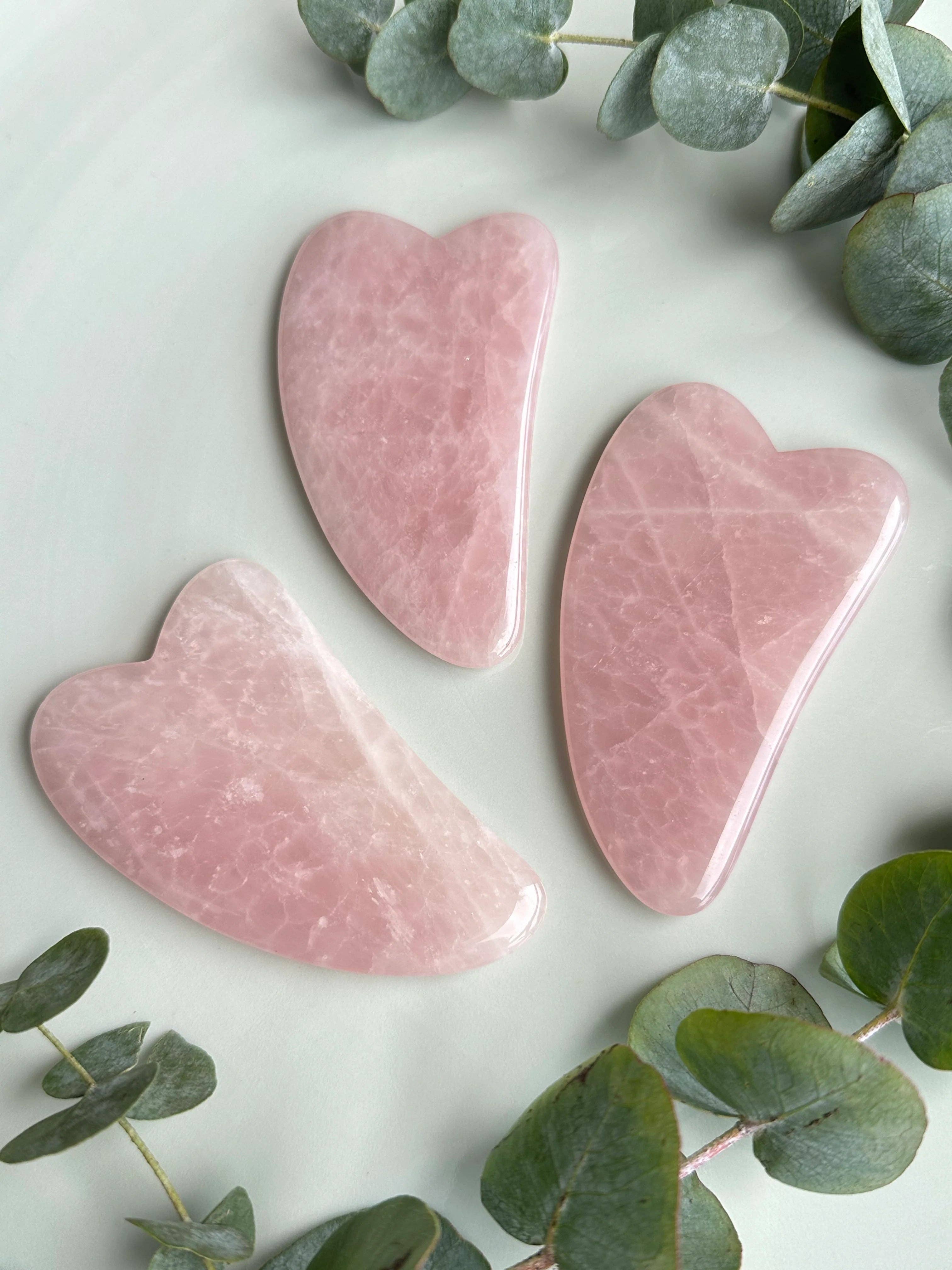Bare Pits - Wholesale Gua Sha Tool - Rose Quartz or Jade Face & Body Roller Gua Sha Set1