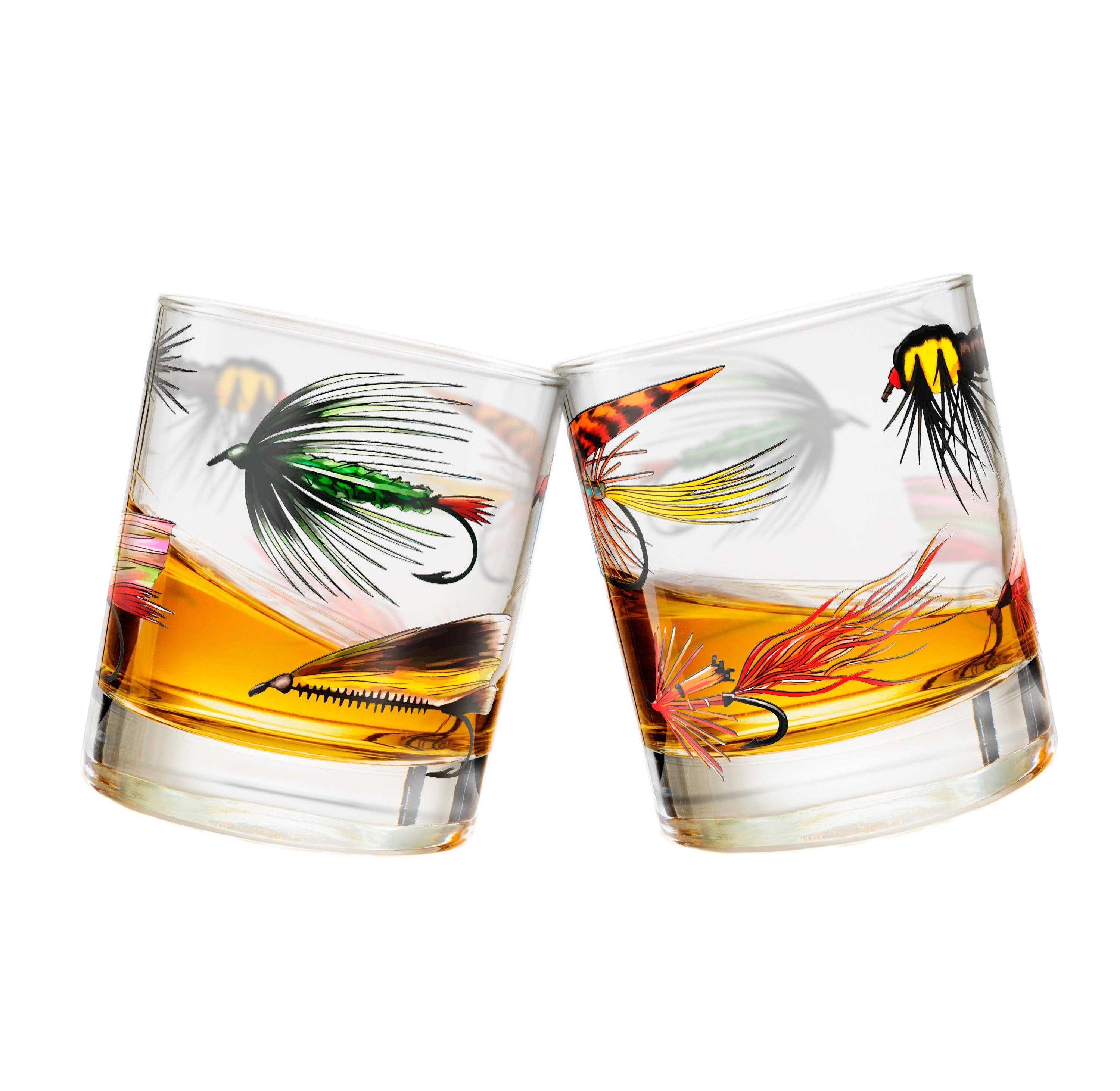 Greenline Goods - Wholesale Cocktail/Liquor Glass - Fly Fishing Lures Whiskey Glass Set3
