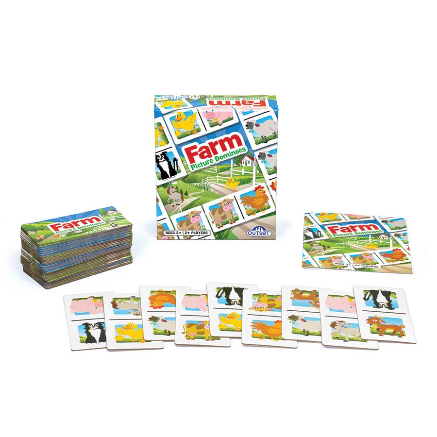 Outset Games and Cobble Hill Puzzles - Wholesale Board Game - Picture Dominoes: Farm Game for Ages 3+5