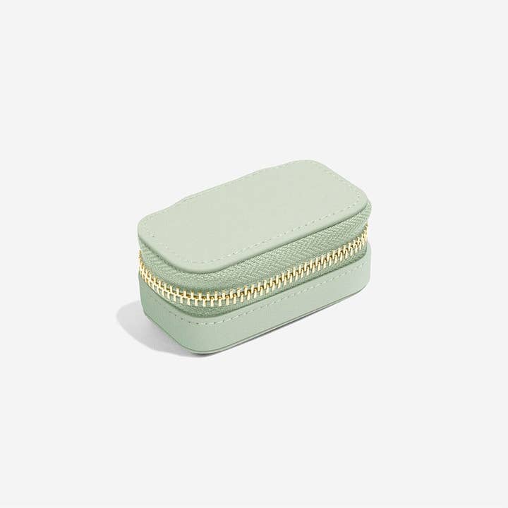 Stackers – wholesale Jewellery box/organiser – Sage Green Petite Zipped Travel Jewellery Box2