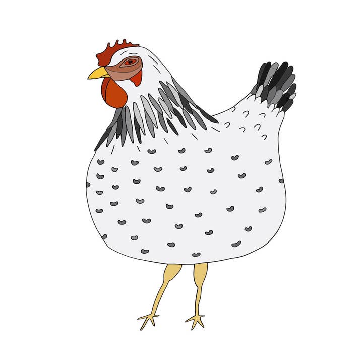 White and Black Hen Chicken Sticker for wholesale by Stick With Mary