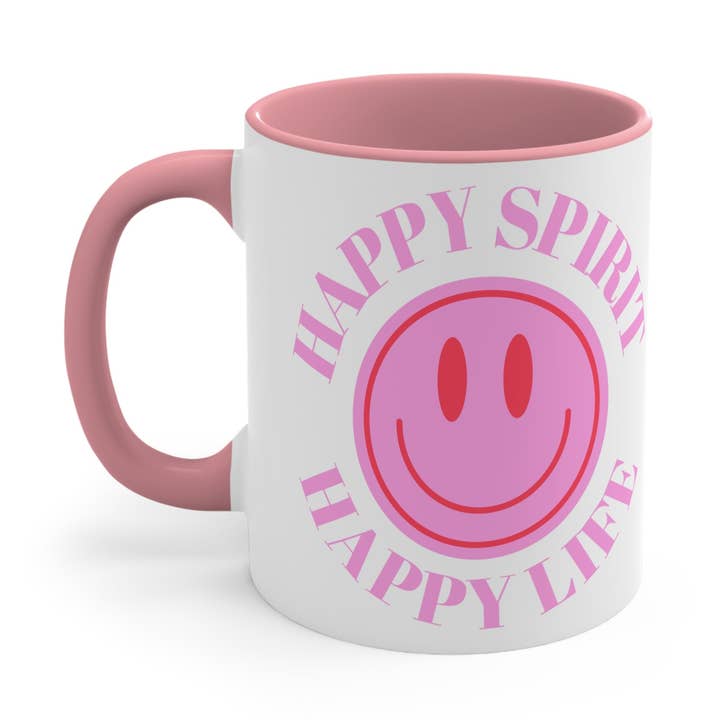 Happy Spirit Happy Life Aesthetic Mug, Smiley Face Mug, Trendy Coffee Mug, Tumblr Mug, Aesthetic Happy Life Gift, Aesthetic Happy Life for wholesale by Happy Life Stuff