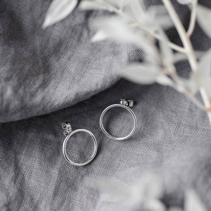 Large Circle Silver Studs for wholesale by Anna Calvert Jewellery