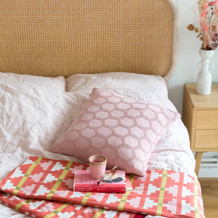 Funky Doris - Venta al por mayor Mantas de sofá - Alfombra Manta Roja, suave algodón tejido jacquard0