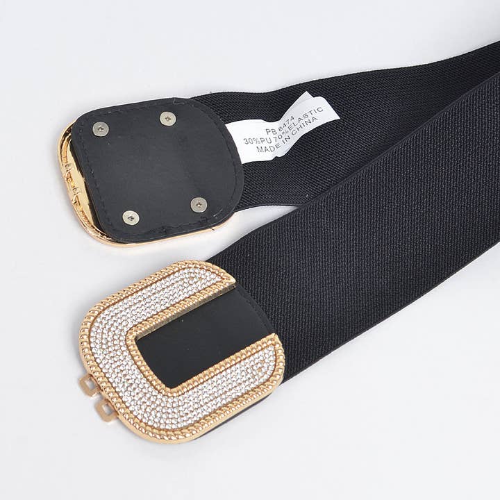 3AM BY H&D ACCESSORIES - Wholesale Belt - Women's - Rhinestone Buckle Stretch Belt3