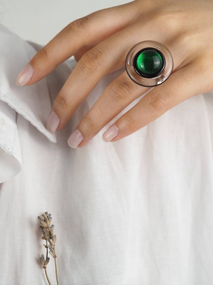 Canopus Ring Handmade Murano Glass Jewelry Lampworking for wholesale by Drusilya Glass Art