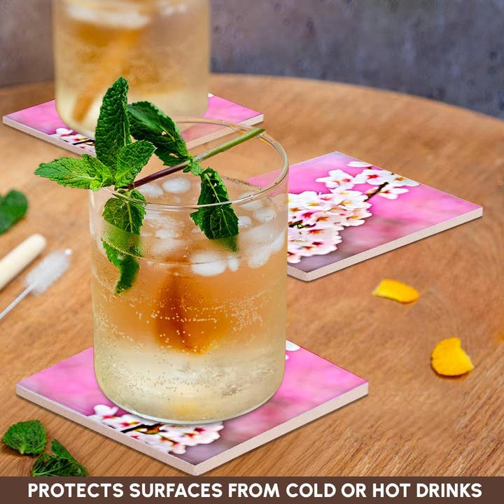 3dRose – Großhandel Untersetzer – 3dRose, Schönes Bild eines lichtdurchfluteten Kirschblütenblumen-Gemäldes, Untersetzer2