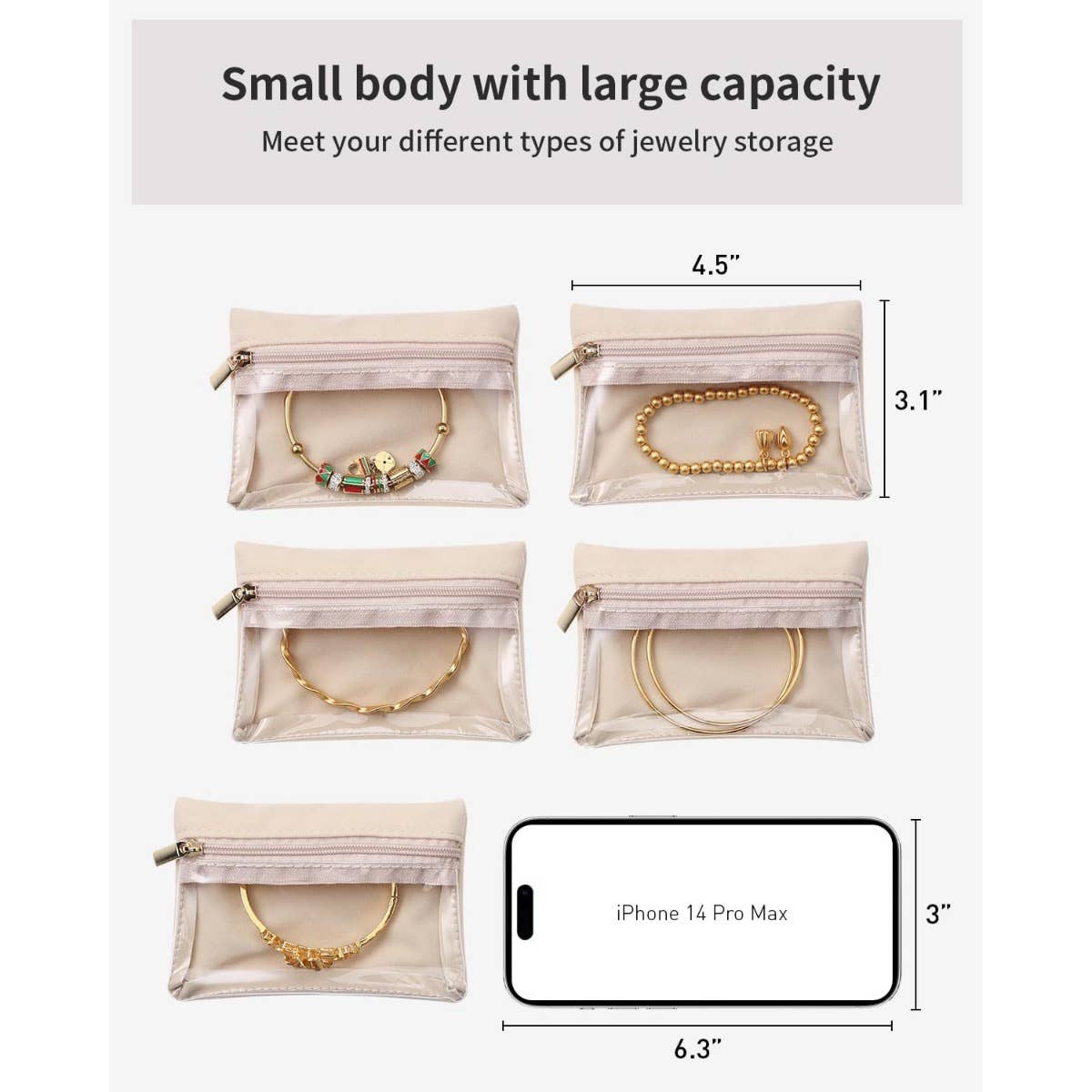 wandf - Wholesale Jewelry Box/Organizer - 6Pcs Portable Jewelry Storage Pouch, Transparent Zipper Bags9