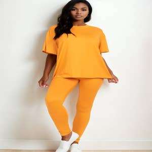 Orange Oversized T-Shirt & Leggings Set