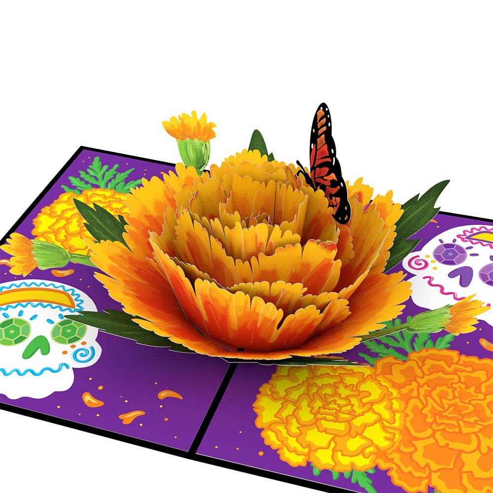 Lovepop Cards - Wholesale Religious Card - Día de los Muertos Marigold 5''x7'' Card, Pop-Up Cards0