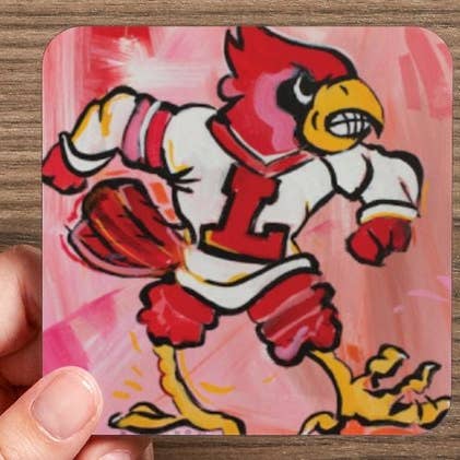 Louisville Cardinals Water-Resistant Glazed Coasters for wholesale by Brandon Art Co