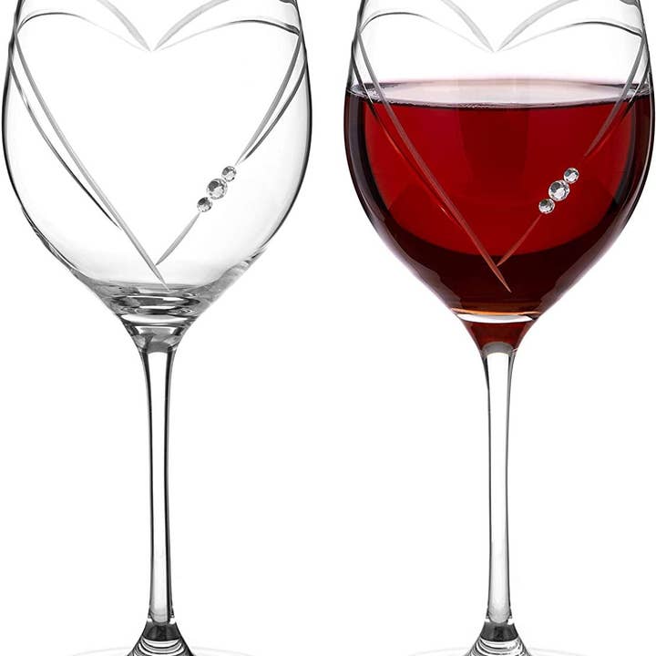 DIAMANTE – Großhandel Weingläser – Rotweingläser aus Kristall in Herzform, verziert mit Swarovski Crys3