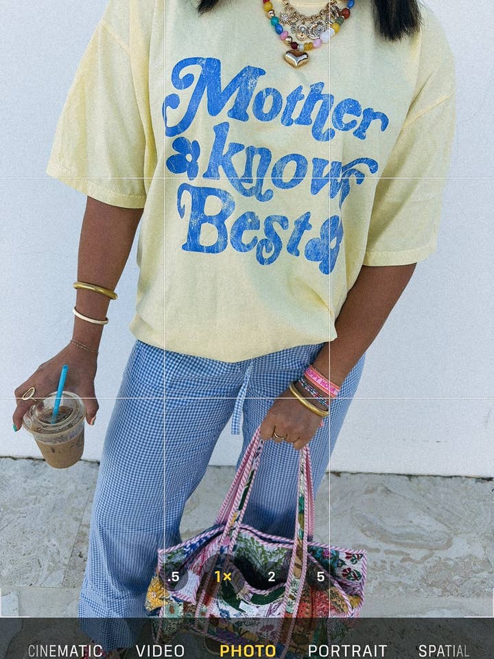 ETTA & EAST - Wholesale T-Shirt (Graphic) - Women's - mother knows best graphic tee - butter yellow / blue1