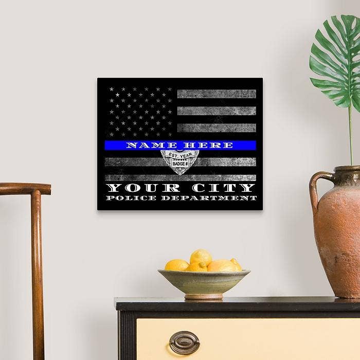 Modern Memory Design Picture Frames - Wholesale Art Print - Columbus Police Officer Thin blue Line Flag Gift Art