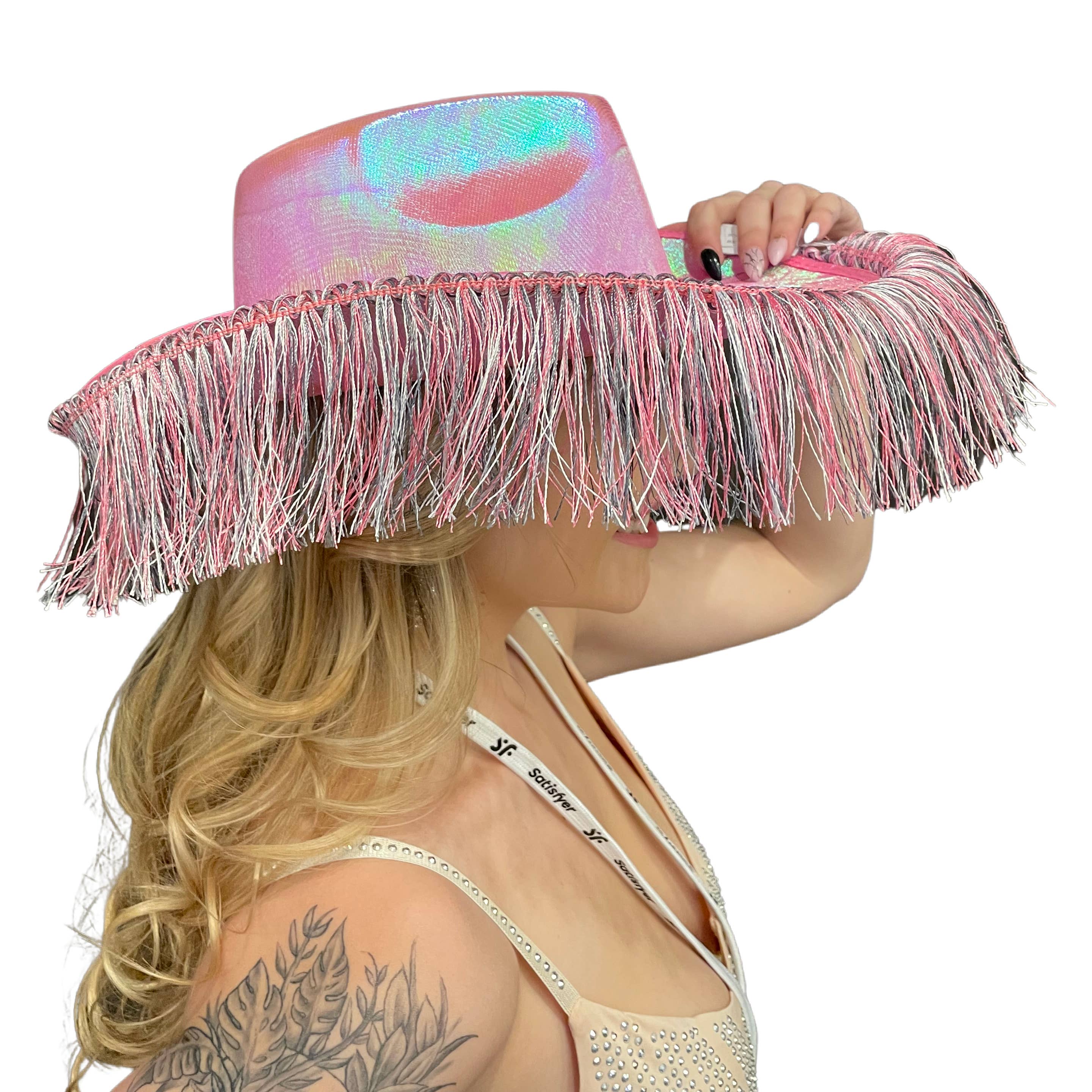 Western Fashion - Wholesale Cowboy Hat - Women's - Metallic Cowboy Hat with fringes3