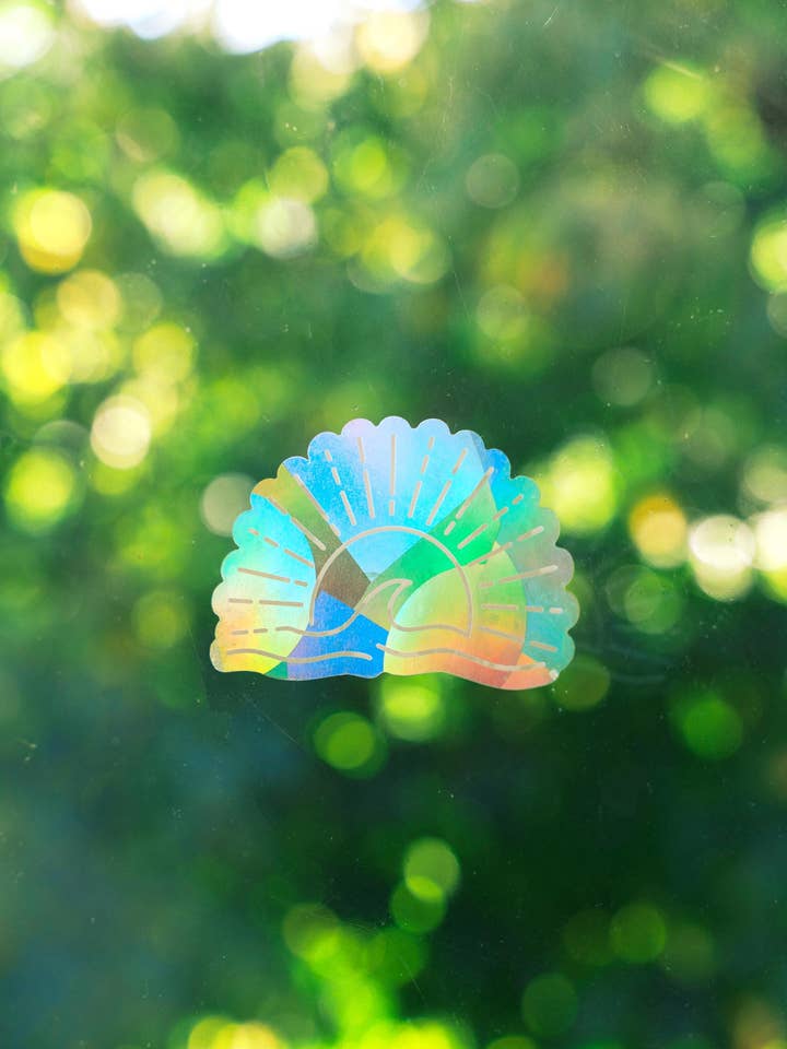 Pegatina de atrapasol de sol blanco y ola arcoíris para ventana para venta al por mayor de Ten By Ten