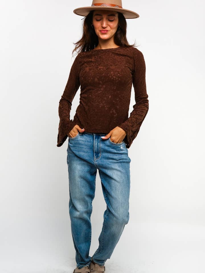 Kori America - Wholesale Knit Top - Women's - PLUS SIZE BELL SLEEVE FLORAL JACQUARD KNIT TOP7