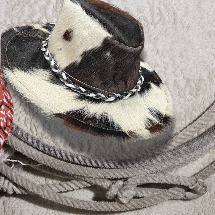 Baja Leather - Wholesale Cowboy Hat - Unisex - Cowhide Rancher Cowboy Hat - White / Multi3